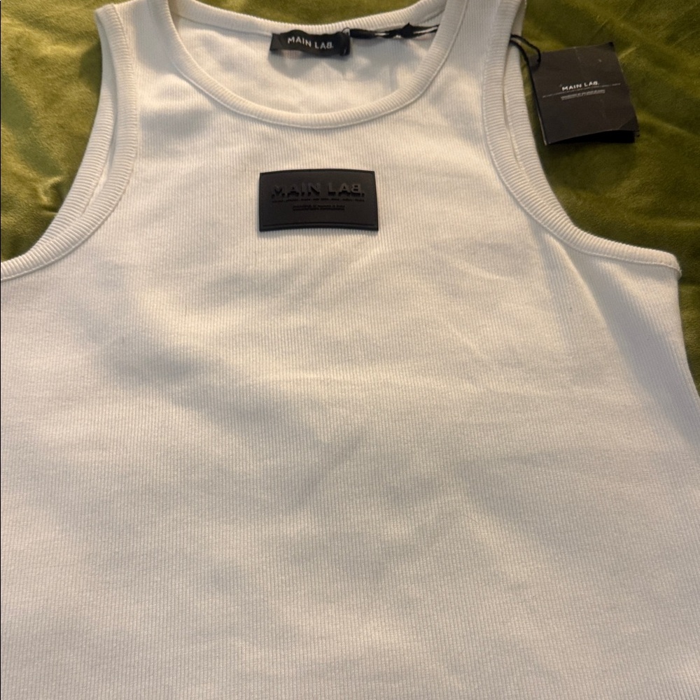 Balmain Main Lab White Tank Top.  M